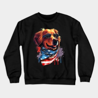 Golden Retriever American Flag USA America 4th Of July Crewneck Sweatshirt